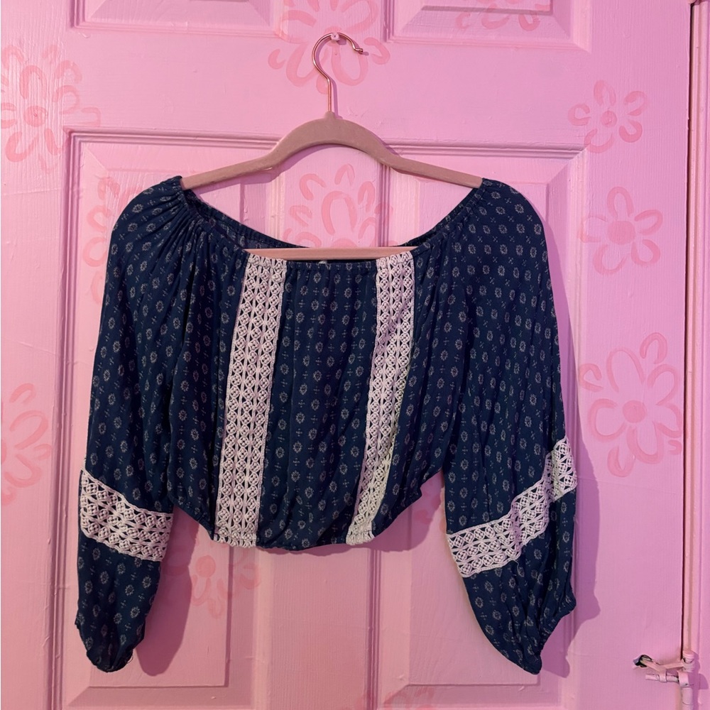 Blue Cropped Long sleeve